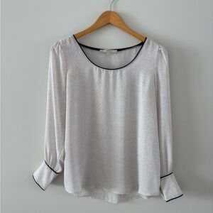 LOFT White Blouse with Black Accents